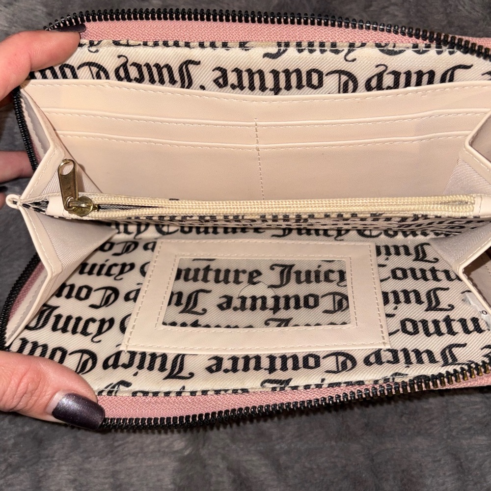 Juicy Couture Pink Leather Wallet with Logo Lining
